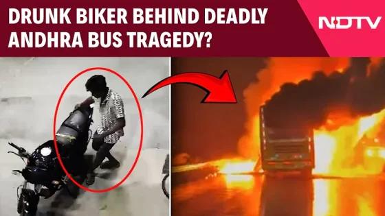 Andhra Bus Tragedy: Viral Video Shows Biker Riding Recklessly Moments Before Andhra Bus Tragedy